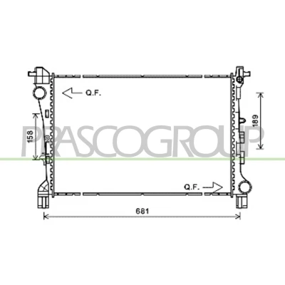 Billede af PRASCO FT040R003 Radiator Aluminium 621mm 398mm 26mm med lynkobling Loddet køleripper