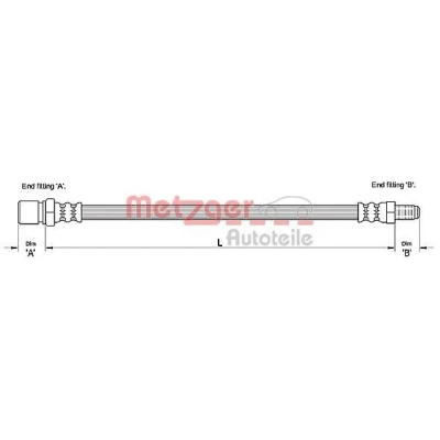 Billede af METZGER 4111112 Bremseslange 471 PEUGEOT: Boxer Van, Bus, FIAT: Ducato II Ladvogn/Chassis