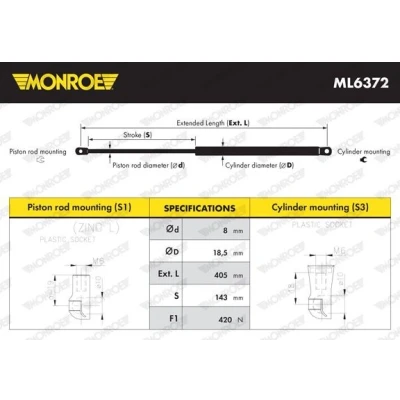 Billede af MONROE ML6372 Gasdæmper 420 405
