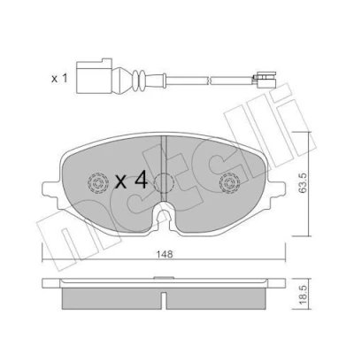Billede af METELLI 22 1280 0 Bremseklodser Inkl. slidadvarselskontakt SEAT: Leon IV Sportstourer, SKODA: Octavia Combi, VOLKSWAGEN: Golf VIII Hatchback