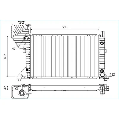 Billede af VALEO 701163 Radiator Aluminium 406 680 42 uden kølemiddelregulering Loddet køleripper MERCEDES BENZ: Sprinter 2 T Bus