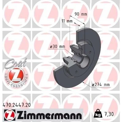 Billede af ZIMMERMANN Bremseskive 274mm 11mm 5/5 5 hul 108mm fuldstændigt coatet 470.2447.20 Bremseskiver, Skivebremser