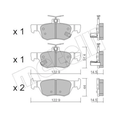 Billede af METELLI 22 1226 0 Bremseklodser med akustisk advarsel for slid MAZDA: 3 Hatchback, CX 30, Sedan