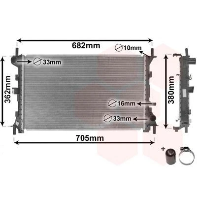 Billede af VAN WEZEL 18002264 Radiator Aluminium 600 350 16 *** IR PLUS med tilbehør Loddet køleripper