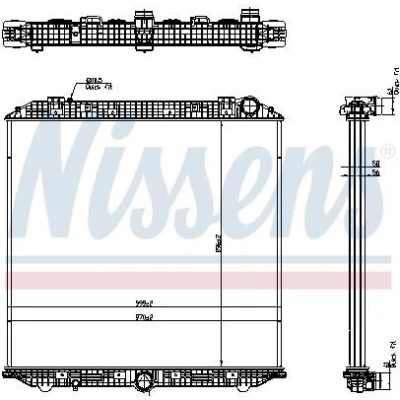 Billede af NISSENS 671750 Radiator Aluminium 898 970 56 uden ramme Loddet køleripper