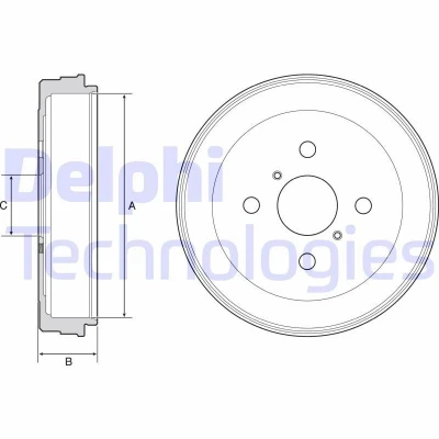 Billede af DELPHI BF530 Bremsetromler uden ABS sensorring, hjullejer 233 TOYOTA: Yaris I Hatchback