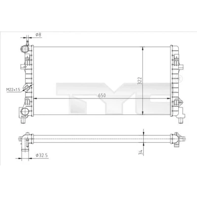 Billede af TYC 737 0064 R Radiator 650 328 23 Mekanisk fuget køleripper SKODA: Fabia 2, III Stationcar, Rapid Hatchback, SEAT: Ibiza 4