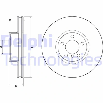 Billede af DELPHI BG9141C Bremseskiver 348 36 5 ventileret coatet højkarboniseret uden hjullejer, ABS sensorring BMW: 7