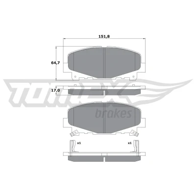 Billede af TOMEX brakes TX 17 52 Bremseklodser foraksel med akustisk advarsel for slid HONDA: Accord 8, 8 Kombi, 9 Limousine
