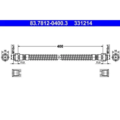 Billede af ATE 83.7812 0400.3 Bremseslange 400 VOLKSWAGEN: Touareg I, PORSCHE: Cayenne