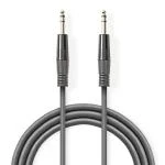 Billede af Stereo Audio kabel 6.35 mm Hanstik Nikkelplateret 5.00 m Runde Mørkegrå Kartonhylster