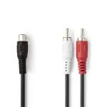 Billede af Stereo Audio kabel 2x RCA Hanstik Hunstik Nikkelplateret 0.20 m Runde Sort Blister