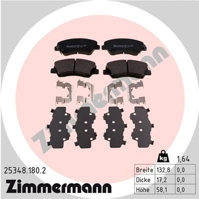 Billede af ZIMMERMANN 25348.180.2 Bremseklodser med akustisk advarsel for slid Billede svarer til leveringsomfang, glideplade KIA: Rio 3, 4