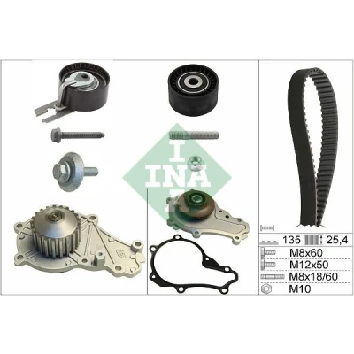 Billede af INA 530 0369 30 vandpumpe + Tandremssæt med CITROËN: C3 I Hatchback