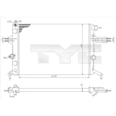 Billede af TYC 725 0021 Radiator til køretøjer uden klimaanlæg 543 378 23 manuelt gear Mekanisk fuget køleripper OPEL: Astra G CC, Caravan, Sedan
