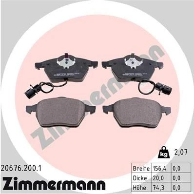 Billede af ZIMMERMANN 20676.200.1 Bremseklodser Inkl. slidadvarselskontakt Billede svarer til leveringsomfang AUDI: A6 C4 Avant, 100 Sedan