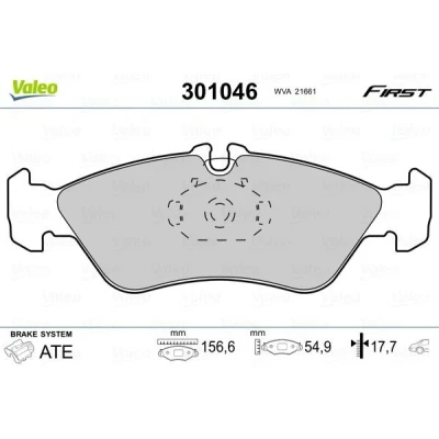 Billede af VALEO 301046 Bremseklodser FIRST bagaksel Ekskl. slidadvarselskontakt uden anti knirke plade MERCEDES BENZ: Sprinter 4 T Ladvogn/Chassis