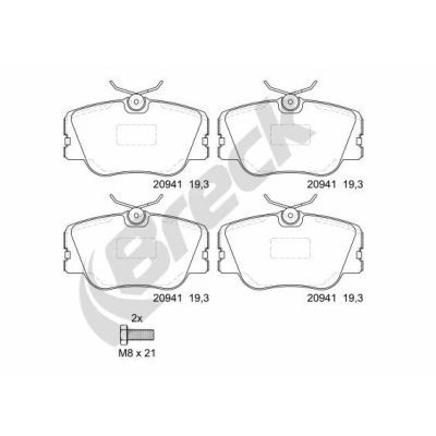 Billede af BRECK 20941 00 701 Bremseklodser Ikke Forberedt til slidindikator, slidindikator MERCEDES BENZ: W124 Sedan, 190, Stationcar