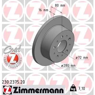Billede af Bremseskive ZIMMERMANN 230.2375.20