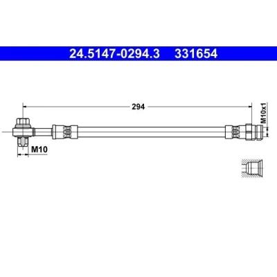 Billede af ATE 24.5147 0294.3 Bremseslange 294 M10x1