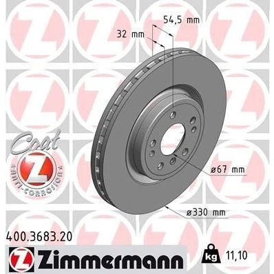 Billede af ZIMMERMANN COAT Z 400.3683.20 Bremseskiver 330 32 8/5 5 112 indvendigt ventileret coatet højkarboniseret MERCEDES BENZ: GLE SUV, ML klasse, Coupe