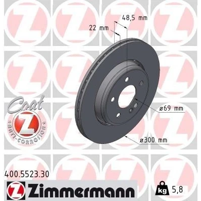 Billede af ZIMMERMANN 400.5523.30 Bremseskiver 300 22 6/5 5 112 ventileret, todelt bremseskive coatet højkarboniseret MERCEDES BENZ: C klasse T modell