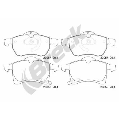 Billede af BRECK 23057 00 701 10 Bremseklodser med akustisk advarsel for slid tilbehør OPEL: Astra H Caravan, Zafira B, Hatchback