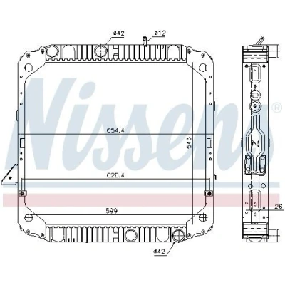 Billede af NISSENS 62743 Radiator Aluminium 543 599 26 med ramme Loddet køleripper