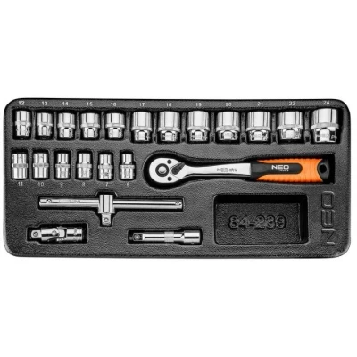Billede af NEO TOOLS 84 239 Værktøjsmodul 22 6,7,8,9,10,11,12, 13,14,15,16,17,18, 19,20,21,22,24 mm Krom vanadium stål Sekskant 3/8