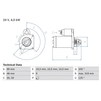 Billede af BOSCH 0 986 017 240 Starter 24 4 9