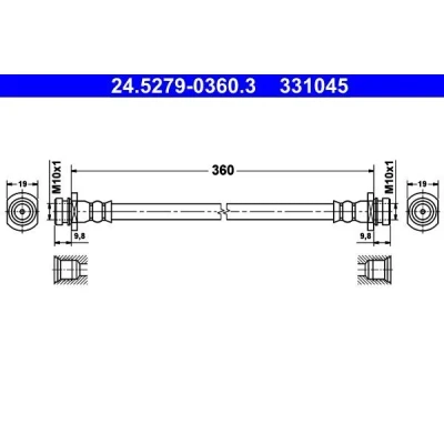 Billede af ATE 24.5279 0360.3 Bremseslange 360 SUZUKI: Jimny SUV