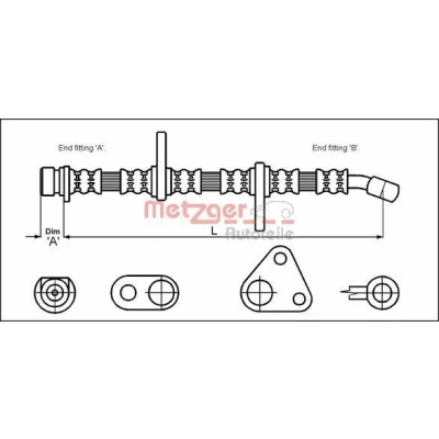Billede af METZGER 4113500 Bremseslange 645 HONDA: CRX 2