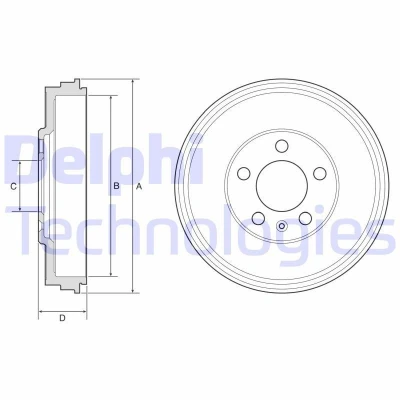 Billede af DELPHI BF575 Bremsetromler uden ABS sensorring, hjullejer, leje 228