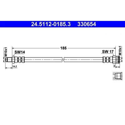 Billede af ATE 24.5112 0185.3 Bremseslange 185 M10x1 FIAT: Panda I Hatchback