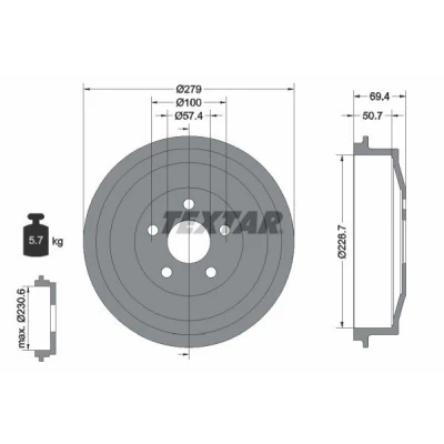 Billede af TEXTAR 91052500 Bremsebakker 203,2 38 med håndbremsegreb FORD: Focus Mk1 Hatchback, Stationcar