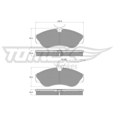 Billede af TOMEX brakes TX 11 73 Bremseklodser foraksel Inkl. slidadvarselskontakt FIAT: Ducato II Ladvogn/Chassis, Van, Bus