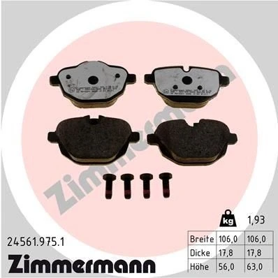 Billede af ZIMMERMANN 24561.975.1 Bremseklodser Forberedt til slidindikator Billede svarer leveringsomfang BMW: 5 Touring, Sedan, X3