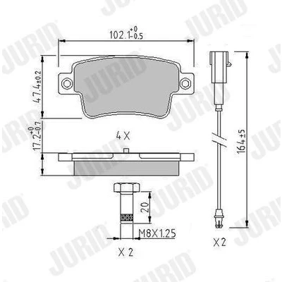 Billede af JURID 573345J Bremseklodser Inkl. slidadvarselskontakt FIAT: Punto Evo Hatchback, III Hatchback