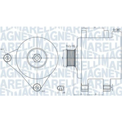 Billede af MAGNETI MARELLI 063732056010 Generator 14V 110A SKODA: Octavia II Hatchback, 2 Combi, VOLKSWAGEN: Golf 5, 6, AUDI: A3 Hatchback