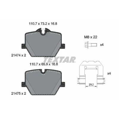 Billede af TEXTAR 2147401 Bremseklodser Forberedt til slidindikator med bremsecaliperskruer tilbehør BMW: 3 Sedan, Touring, 2 Coupe