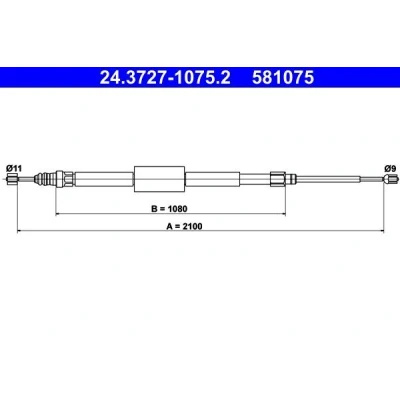 Billede af ATE 24.3727 1075.2 Håndbremsekabel 2100 RENAULT: GRAND SCENIC 2