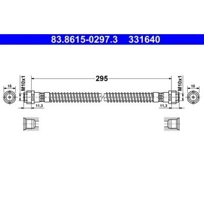 Billede af ATE 83.8615 0297.3 Bremseslange 295mm