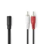 Billede af Stereo Audio kabel 2x RCA Hanstik 3.5 mm Hunstik Nikkelplateret 0.20 m Runde Sort Box