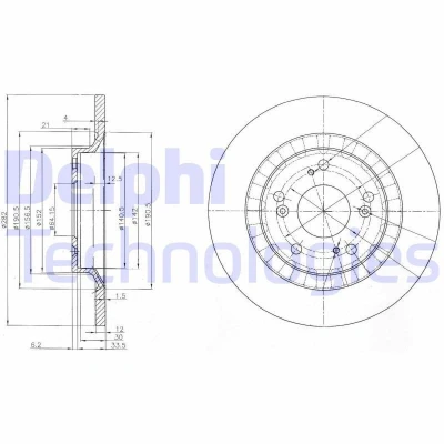 Billede af DELPHI BG3795 Bremseskiver 282 12 5 fuldstændigt olieret ubehandlet uden hjullejer, ABS sensorring