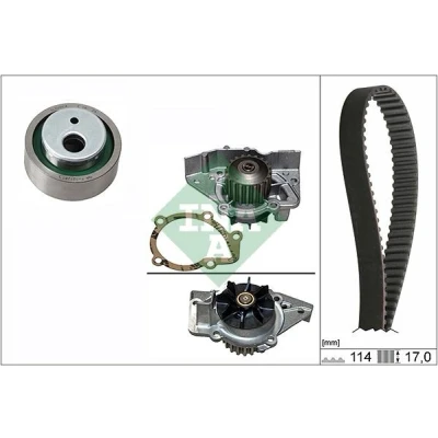 Billede af INA 530 0258 31 vandpumpe + Tandremssæt med PEUGEOT: 406 Sedan, 306 Hatchback, Stationcar