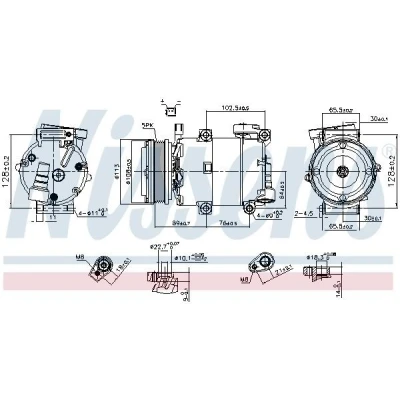 Billede af NISSENS 890788 Kompressor 7VSC16IC 12 PAG 46 R 134a FORD: FOCUS 3 Turnier,