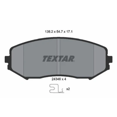Billede af TEXTAR 2434601 Bremseklodser med akustisk advarsel for slid SUZUKI: Grand Vitara 2 SUV, 1 SUV