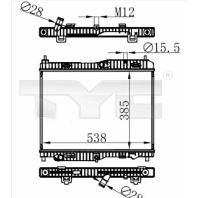 Billede af TYC 710 0059 Radiator 538 385 22 Loddet køleripper
