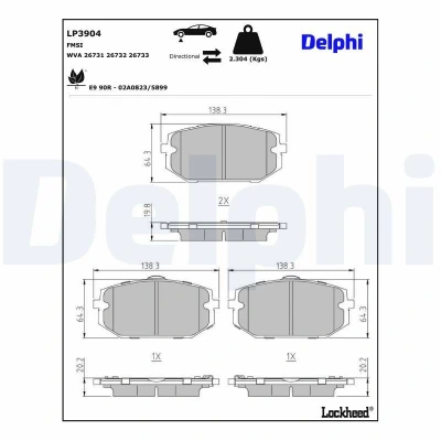 Billede af DELPHI LP3904 Bremseklodser med akustisk advarsel for slid HYUNDAI: Tucson