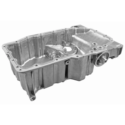 Billede af VAICO V10 5373 Bundkar med olieaftapningsskrue adapter, hul til olie niveau sensor, uden bundkarpakning, tætningsring Aluminium